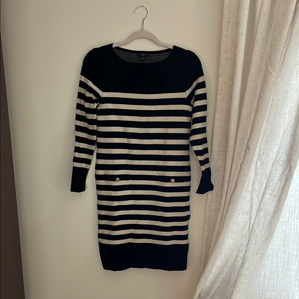 NWY Ann Taylor Factory Black and Cream Striped Dress